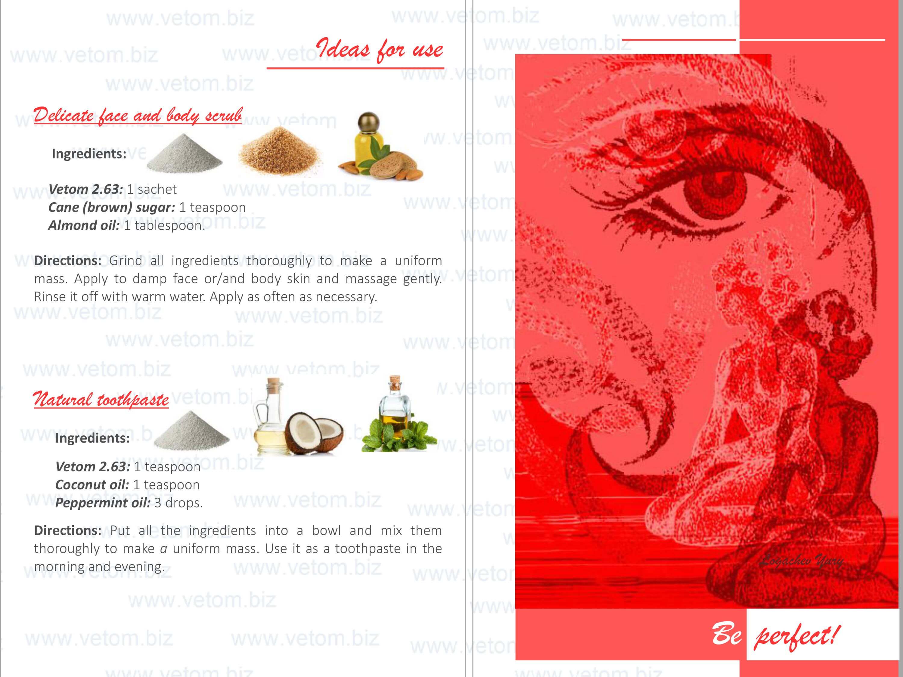 Vetom 2.63 - White cosmetic clay. Ideas for use: Delicate face and body scrub, Natural toothpaste.